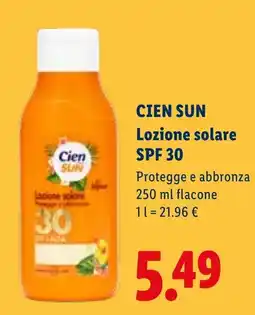 Lidl Cien Sun lozione solare SPF 30 offerta