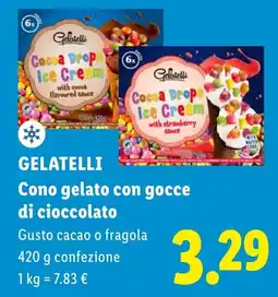 Lidl Gelatelli Cono gelato con gocce di cioccolato offerta