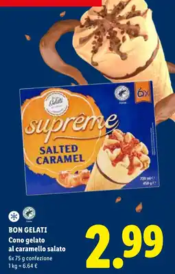 Lidl Bon Gelati Cono gelato al caramello salato offerta