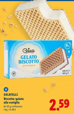 Lidl Gelatelli Biscotto-gelato alla vaniglia offerta