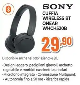 Extracoop Sony cuffia wireless bt onear whch520b offerta