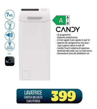 Lavatrice Candy carica dall'alto