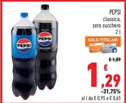 Conad PEPSI classica, zero zucchero offerta