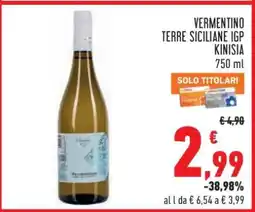 Conad VERMENTINO TERRE SICILIANE IGP KINISIA offerta