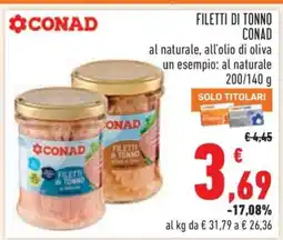Conad Filetti di Tonno Conad offerta