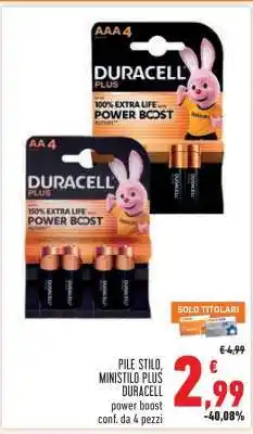 Conad PILE STILO, MINISTILO PLUS DURACELL offerta