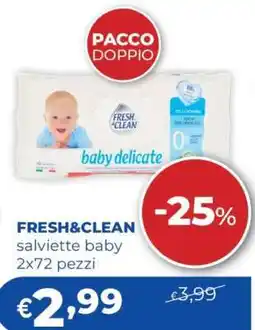 Acqua & Sapone FRESH&CLEAN salviette baby 2x72 pezzi offerta