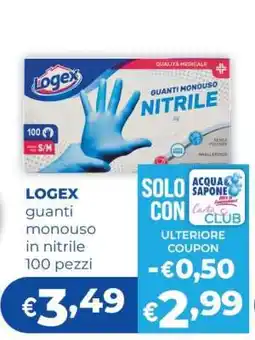 Acqua & Sapone LOGEX guanti monouso in nitrile 100 pezzi offerta