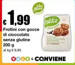 Sì con te Superstore Frollini con gocce di cioccolato senza glutine Vivì Bene offerta
