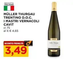 Alì Supermercati Müller Thurgau I MASTRI VERNACOLI CAVIT offerta