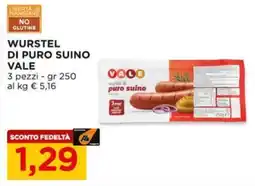Alì Supermercati Wurstel di puro suino Vale offerta