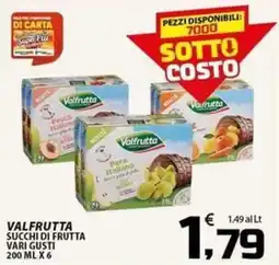 SpesaPiù Supermercati Valfrutta succhi di frutta vari gusti offerta