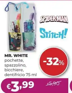 La Saponeria Mr. White pochette, spazzolino, bicchiere, dentifricio offerta