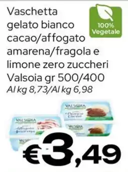 MAX Supermercati Vaschetta gelato bianco cacao/affogato amarena/fragola e limone Valsoia offerta
