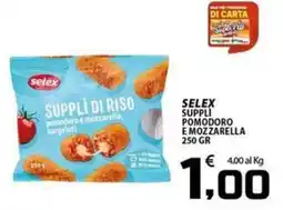 SpesaPiù Supermercati Selex suppli di riso pomodoro e mozzarella offerta