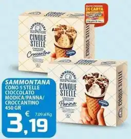 SpesaPiù Supermercati Sammontana cono 5 stelle cioccolato panna croccantino offerta