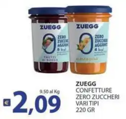 Supermercati Bruscoli Zuegg confetture zero zuccheri offerta