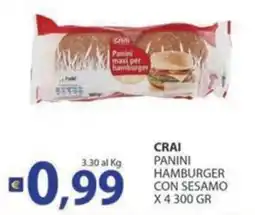 Supermercati Bruscoli Crai panini hamburger con sesamo offerta