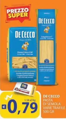 Supermercati Bruscoli De Cecco pasta di semola varie trafile offerta