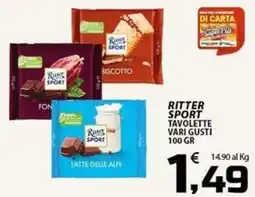 SpesaPiù Supermercati Ritter Sport Tavolette vari gusti offerta