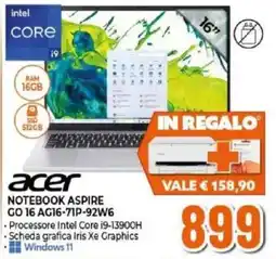 Expert Acer Notebook Aspire GO 16 AG16-71P-92W6 offerta