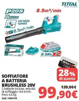Brico Io Soffiatore a batteria brushless 20V TOTAL offerta