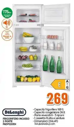 Expert DeLonghi frigorifero incasso 2 porte offerta