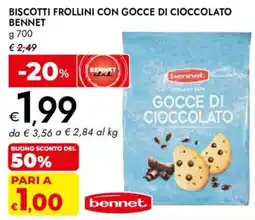 Bennet Biscotti frollini con gocce di cioccolato Bennet offerta