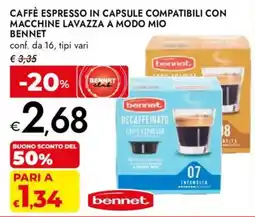 Bennet Caffè espresso in capsule compatibili con macchine Lavazza a modo mio Bennet offerta