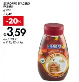 Bennet Sciroppo d'acero Fabbri offerta