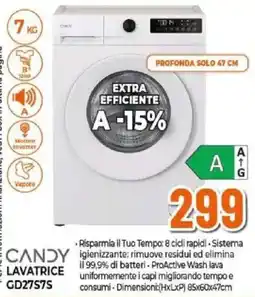 Expert Candy lavatrice GD27S7S offerta