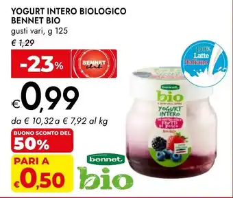 Bennet Yogurt intero biologico Bennet Bio offerta