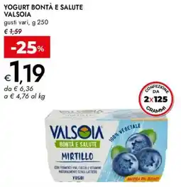 Bennet Valsòia Yogurt Bontà e Salute Mirtillo offerta