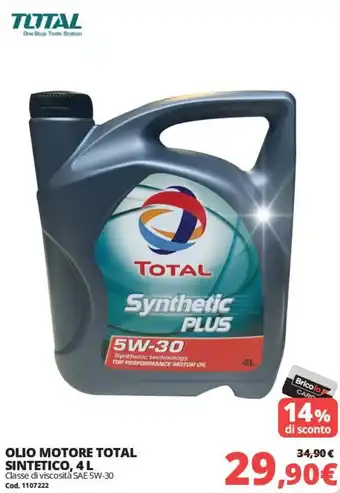 Olio motore total sintetico