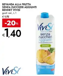 Bennet Beveranda alla frutta senza zuccheri aggiunti Bennet Vivisi offerta