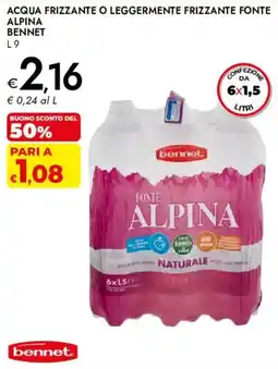 Bennet Acqua frizzante o leggermente frizzante Fonte Alpina Bennet offerta