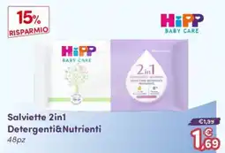 B di Bimbi HiPP Baby Care Salviette 2in1 Detergenti&Nutrienti offerta