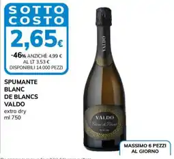 Basko Spumante blanc de blancs Valdo extra dry offerta