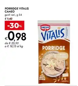 Bennet Porridge Vitalis Cameo offerta