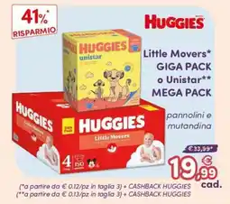 B di Bimbi Huggies Little Movers offerta