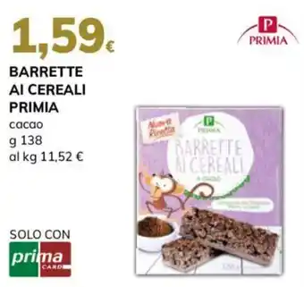 Barrette ai cereali Primia cacao