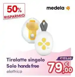 B di Bimbi Tiralatte singolo Solo hands free elettrico medela offerta