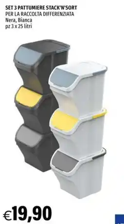 Hurrà Set 3 pattumiere stack'n'sort offerta
