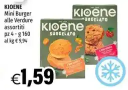 Hurrà Kioene Mini Burger alle Verdure assortiti offerta