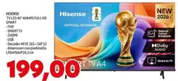 MEGA Hisense TV LED 40" 40A49S FULL HD offerta