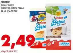 MEGA Kinder Brioss classiche, latte e cacao offerta