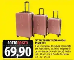Emi Supermercati Set tre trolley head colori assortiti offerta