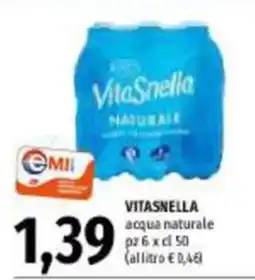Emi Supermercati Vitasnella acqua naturale offerta