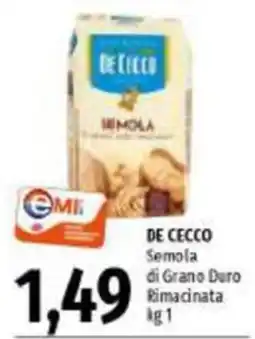 Emi Supermercati De Cecco Semola di Grano Duro Rimacinata offerta