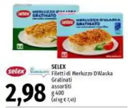 Emi Supermercati Selex Filetti di Merluzzo D'Alaska Gratinati assortiti offerta